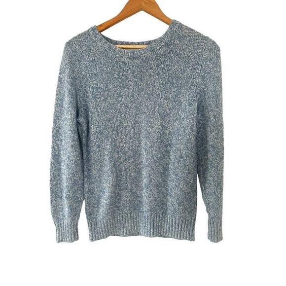 L.L. Bean Womens Cotton Sweater Marled Blue White Size Medium Item ID 501067 - Picture 1 of 9